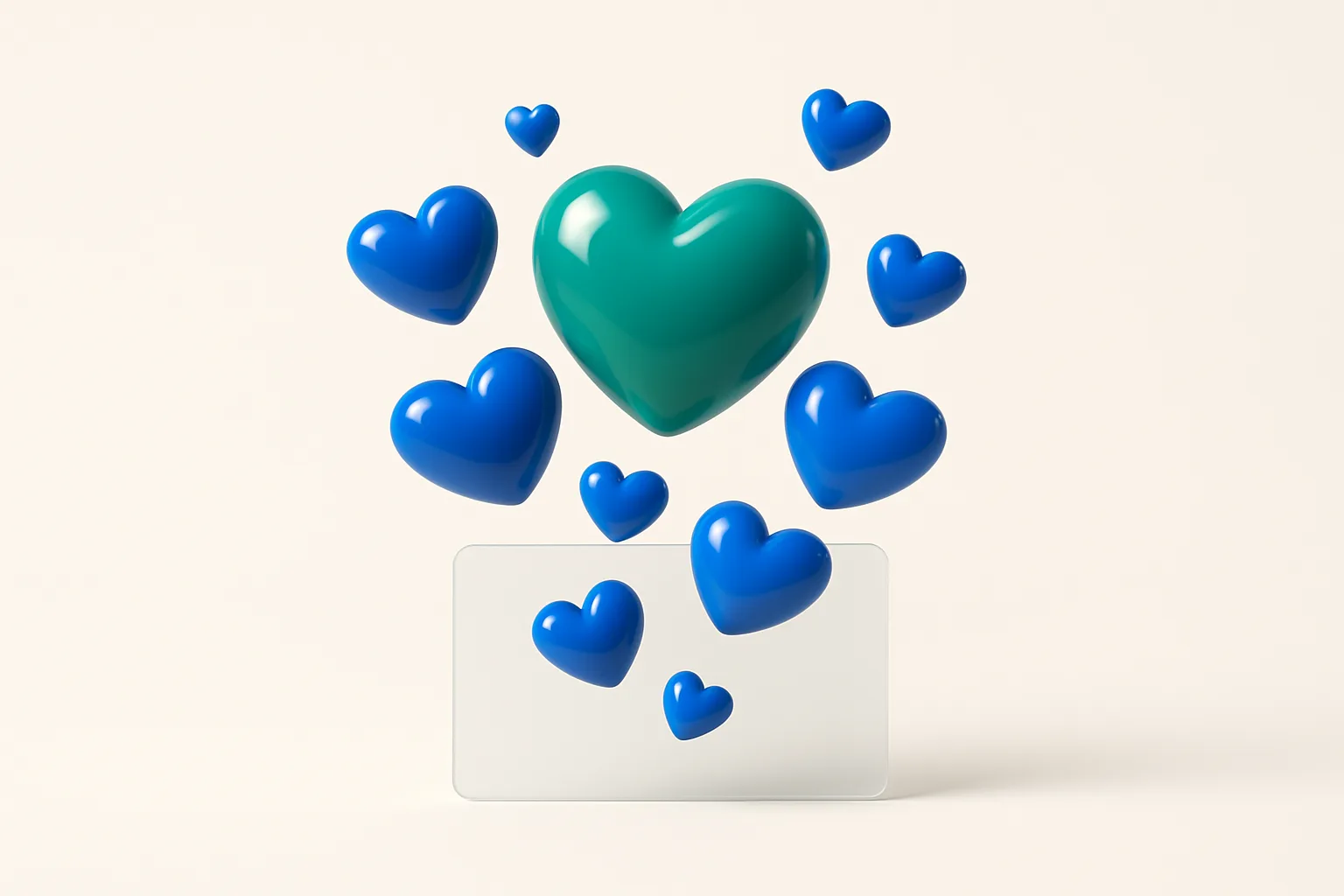 Likes as a cluster of hearts, the largest in emerald